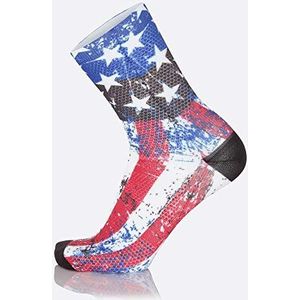 MB Wear Fun-American sokken unisex volwassenen, zwart/blauw/wit/rood, FR: M (maat fabrikant: S/M (35-40))