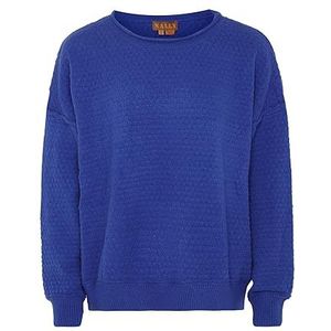 Nally Losse, comfortabele gebreide trui met rolkraag voor dames, acryl, blauw, maat M/L, blauw, M
