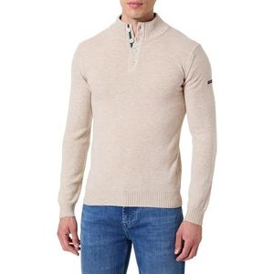 Armor Lux Lambswool Trucker-kraag trui, Sandstone Chiné/Dark Storm, L