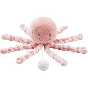 Nattou Knuffeldier van Octopus met muziek, voor pasgeboren en premature baby's, ""La-le-lu""-melodie, 23 cm, Lapidou, oudroze/lichtroze