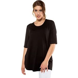 Ulla Popken Grote maten dames losse pasvorm shirt lange mouwen shirt relaxed 674232, zwart (10), 54/56 NL