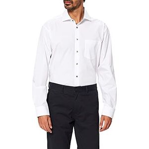 Seidensticker Business overhemd voor heren, strijkvrij overhemd met rechte snit, regular fit, lange mouwen, kent-kraag, 100% katoen, wit, 43