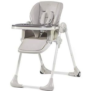 KK Kinderkraft Kinderstoel YUMMY, babystoel, ergonomisch, comfortabel, liggende, opvouwbaar, met verstelbare hoogte, voetensteun, afneembare dubbele lade, voor peuter, van 6 maanden tot 3 jaar, grijs