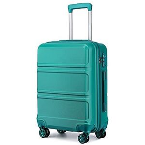 KONO Harde schaal, handbagage, koffer, 55 x 40 x 22 cm, tweelingwielen, reiskoffer met TSA-slot, 38 liter rolkoffer (groen-turquoise), turquoise, mode