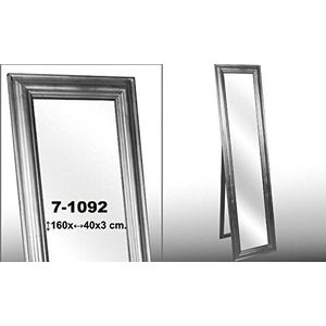 DONREGALOWEB staande spiegel met frame van kunsthars, zilverkleurig, 160 x 40 x 3 cm
