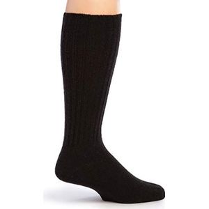 Warrior Alpaca Socks Geribbelde casual Alpaca wollen crew sokken voor mannen en vrouwen, Zwart, M