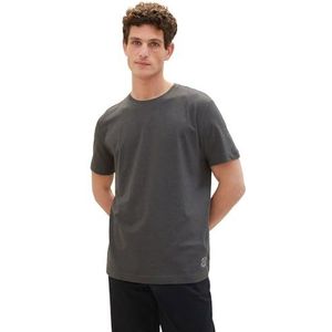 TOM TAILOR - Basic T-shirt - Donkergrijs Melange - Dubbelverpakking