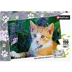 Nathan - Kinderpuzzel - 150 stukjes - rood kitten in lavendel - voor kinderen jongens of meisjes vanaf 7 jaar - hoogwaardige puzzel - dik en duurzaam karton - dieren - 86182