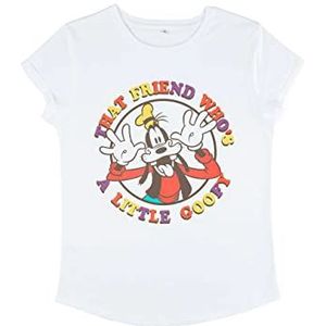 Disney Classic Mickey - A Little Goofy Women's Rolled-sleeve White XL