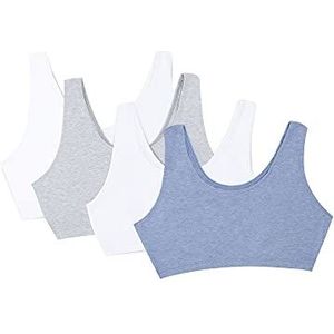 Fruit of the Loom Tankstyle Cotton Bra Sportbeha, ondoorzichtig (verpakking van 4 stuks), Heather Grey/White/White/Blue Heather 4-pack, 38