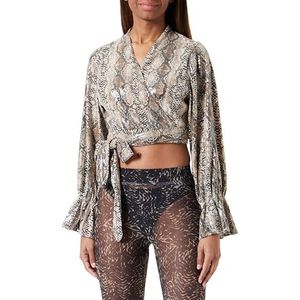 SIDONA Wikkelblouse voor dames met pailletten 19523476-SI01, beige, S, beige, S