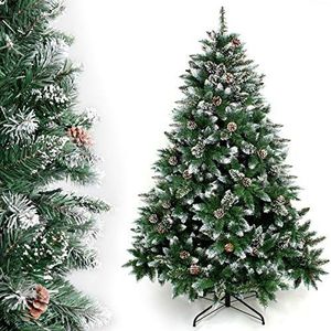Yorbay Kerstboom Spar met Standaard 120 cm - 240 cm voor Herbruikbare Kerstversiering (Kerstboom met Sneeuw, 180cm)
