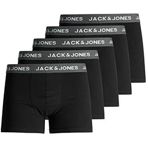 JACK & JONES Male Boxershorts voor heren, verpakking van 5 stuks, maat XS - XXL, zwart (zwart/detail: donkergrijs melange), L