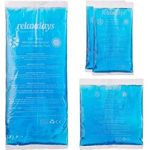 Relaxdays hot cold pack, set van 4, als warmte pack of koude kompres, 3 groottes, herbruikbare gel packs, blauw