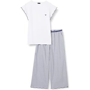 Emporio Armani Pajamas Dreamy Poplin Pajama voor dames, Denim/witte strepen, M