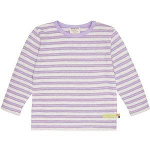 loud + proud Meisjes, strepen met linnen, van biologisch katoen, GOTS-gecertificeerd shirt met lange mouwen, lila (lilac), 110-116