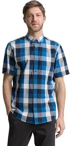 TOM TAILOR - Overhemd - Blauw - Geruit - Regular Fit