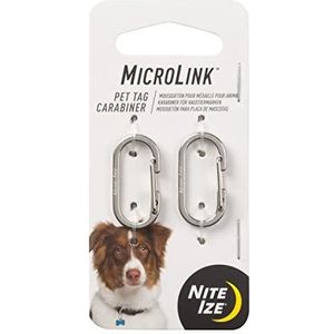 Nite Ize MicroLink Pet Tag Carabiner, roestvrij staal Cat en Dog Tag Clip, 2 stuks