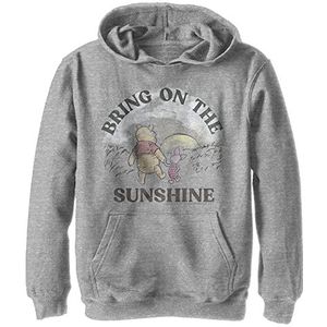 Disney Winnie The Pooh Bring ON The Sunshine Boy's Hooded Pullover Fleece, Athletic Heather, Small, Athletic Heather, S