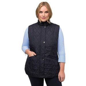 Ulla Popken Gewatteerd vest voor dames, slim, opstaande kraag, mouwloos vest, marineblauw, 42-44