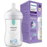 Philips Avent Natural Response-babyfles - Babymelkfles van 260 ml met AirFree-opening, BPA-vrij, voor pasgeboren baby's van 1 maand en ouder, met olifantmotief (model SCY673/81)