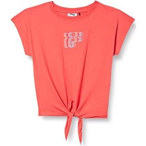 FILA SALCESE T-shirt voor meisjes, met knoopsluiting, grafisch logo, cayenne, maat 134/140, cayenne, 134/140 cm