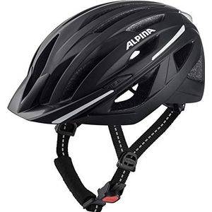 ALPINA HAGA - Schokabsorberende, veilige en optimaal aanpasbare Urban fietshelm met geïntegreerd ledlicht voor volwassenen, mat zwart, 51-56 cm