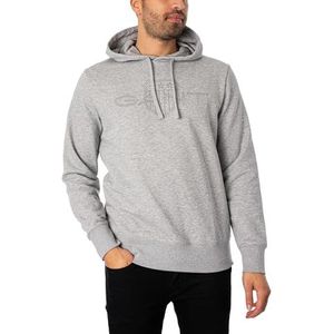 GANT Logo Hoodie, gemengd grijs, 4XL