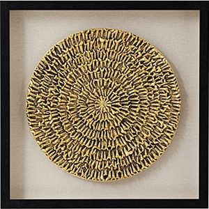 Kare Design objectfoto Chain Circle, goud, canvas, wanddecoratie, kunstwerk, foto met lijst, linnen canvas, glazen front, 60 x 60 x 5 cm