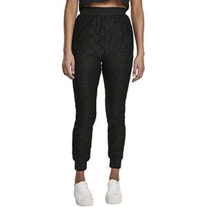 Urban Classics Dames Ladies Lace Jersey Jog Pants Sportbroek, zwart (Black 00007), M