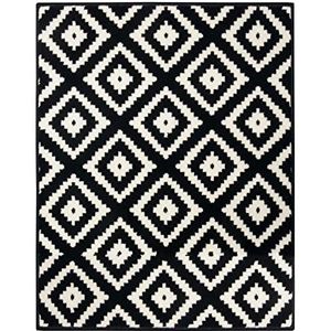Hanse Home Ruit tapijt, woonkamertapijt, laagpolig Skandi-ruitpatroon, modern velours-tapijt voor eetkamer, woonkamer, kinderkamer, hal, slaapkamer, keuken, zwart-crème, 80 x 150 cm