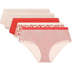 Dim Boxershorts voor dames, kleurrijk, katoen, 5 stuks, rood/roze/wit, S