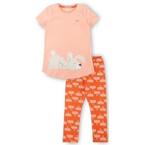 Sigikid Uniseks kinderpyjama voor jongens en meisjes pyjamaset, roze/rood/lange broek, 104