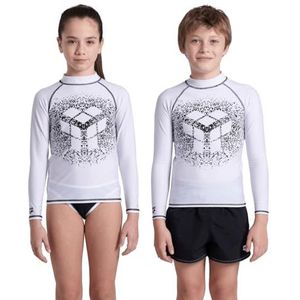 Arena Graphic anti-UV T-shirt met lange mouwen voor kinderen, Wit-zwart, 14-15 Jaar