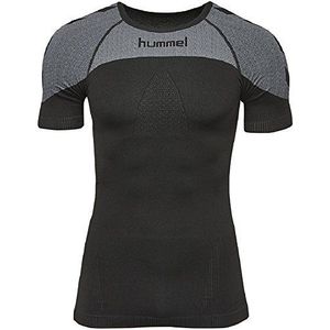 Hummel FIRST COMFORT SS Functioneel shirt met korte mouwen - trainingsshirt heren hoge bewegingsvrijheid - sportshirt ademend in zwart-grijs - fitnessshirt