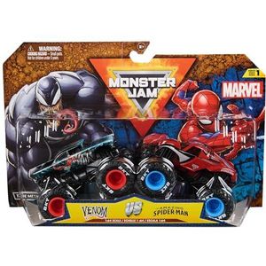 Monster Jam, Marvel Official Venom Vs. The Amazing Spider-Man Die-Cast Monster Trucks, schaal 1:64, kinderspeelgoed voor jongens en meisjes vanaf 3 jaar