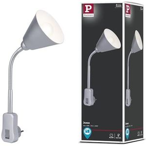 Paulmann 95428 Junus stekkerlamp met flexibele arm max. 20 watt witte metalen lamp, kunststof lamp E14 zonder lamp