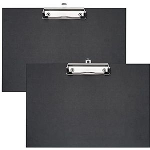 VELOFLEX A481798 - Klembord liggend, DIN A4, 2 stuks, zwart, schrijfbord met metalen klem en ophanglus