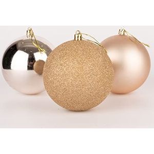 10 cm/6 stuks kerstballen onbreekbaar champagne goud, kerstboom decoraties bal ornamenten ballen kerst opknoping decoraties vakantie decor - glanzend, mat, glitter