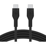 Belkin BoostCharge Flex siliconen USB Type C/C-kabel, USB-IF-gecertificeerde PD-snellaadkabel voor iPhone 15, Plus, Pro, Pro Max, Samsung Galaxy S24, Pixel, iPad, Nintendo Switch en meer, 3 m, zwart