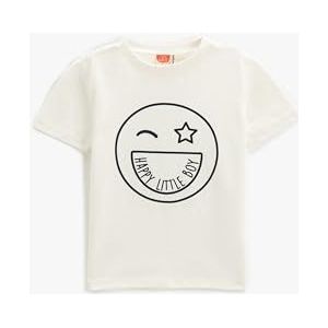 Koton Babyboys T-shirt met korte mouwen en ronde hals, Ecru (002), 3-4 Jaar