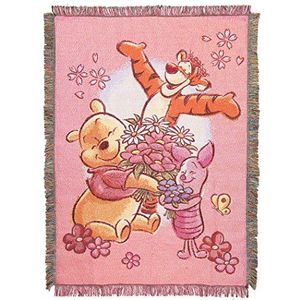 Disney 's Winnie de Poeh, ""Flower Power"" geweven tapijt gooien deken, 48 ""x 60"", Multi Color