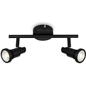 BRILONER - LED plafondlamp badkamer, verstelbaar, LED plafondlamp badkamer, IP44, warm witte lichtkleur, GU10, zwart, 275x80x123 (LxBxH)