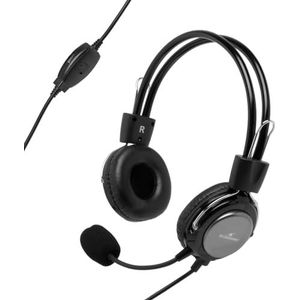 BlueStork MC201 Headset voor PC - Hoofdtelefoon met flexibele microfoon met ruisonderdrukking - PC-headset met 3,5 mm jackstekker compatibel met Windows/Mac/Smartphones