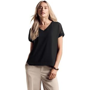 Chiffon T-shirt, zwart, 36