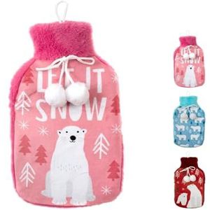 H&H Warmwaterkruik van fleece, Polar Bär, 2 l, gesorteerd, 9 stuks