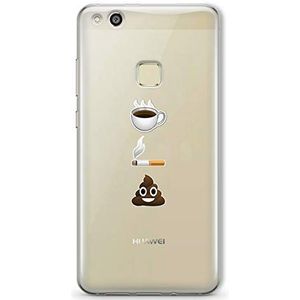 Zokko Beschermhoes voor Huawei P10 Lite, koffie, Clope Caca, zacht, transparant, zwarte inkt.