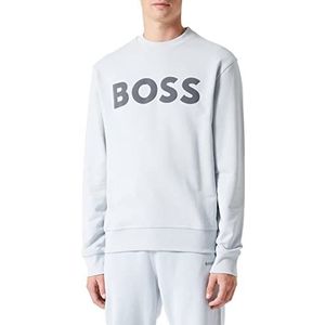 BOSS WeBasicCrew Relaxed-Fit sweatshirt voor heren, van katoen en met rubber beklede logo-print, Light/pastel Grey50, L