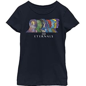 Marvel The Eternals Silhouette Heads T-shirt voor meisjes, Donkerblauw, XS