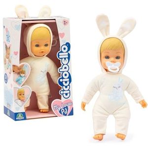 CICCIOBELLO, CCBE11 pop, 30 cm, met mooie pyjama met konijnenoren, model beige, speelgoed voor kinderen vanaf 2 jaar,